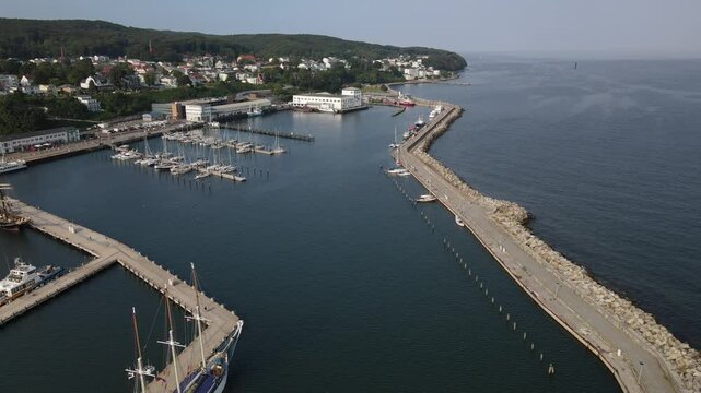 R&uuml;gen Island Sassnitz City from top with the port at the foreground