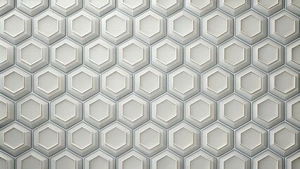 Fototapeta premium A Seamless Pattern of Interlocking Hexagons with Subtle Embossed Detailing, Creating a Textured Geometric Background