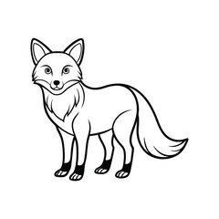 fox cartoon isolated on white, Vector illustration of wolf isolated on white background. For kids coloring book.