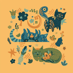 Folk Art Animal Design Element