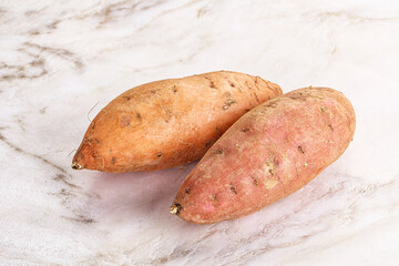 Raw ripe sweet potato heap