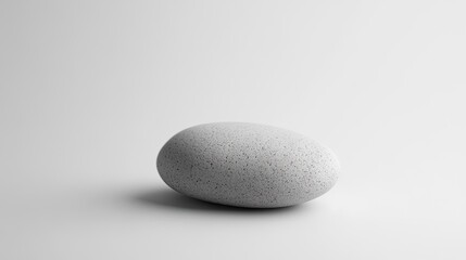 A minimalist scene of a smooth pebble on a clean, white background, representing simplicity and balance.