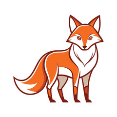 orange color fox cartoon character isolated on white background 