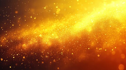 Abstract golden and orange background with glowing particles.