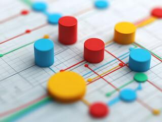 Business plan with a flowchart and key performance indicator