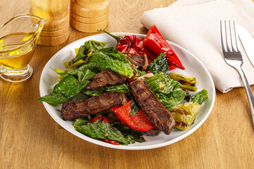 Salad with grilled beef steak