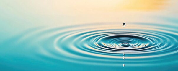 Water droplets creating ripples in a calm pond, symbolizing the subtle but powerful influence of water, ripple effect, calm power