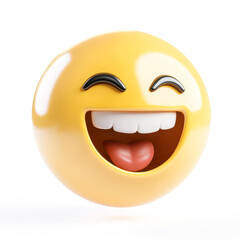 Grinning face with smiling eyes 3d emoji isolated on white background