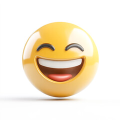 Grinning face with smiling eyes 3d emoji isolated on white background