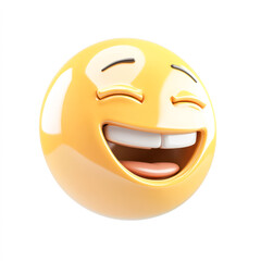 Fototapeta premium Grinning squinting face 3d emoji isolated on white background