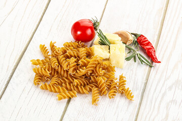 Raw whole grain pasta fusilli