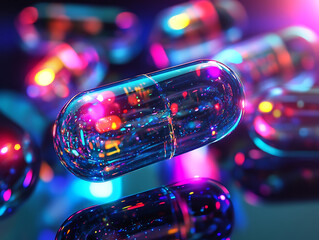 Health technology medicines pills hologram waving