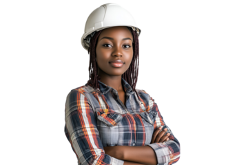 Young Female Construction Worker in Hardhat