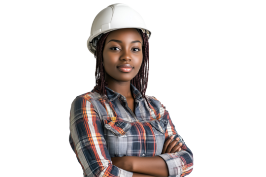 Young Female Construction Worker in Hardhat