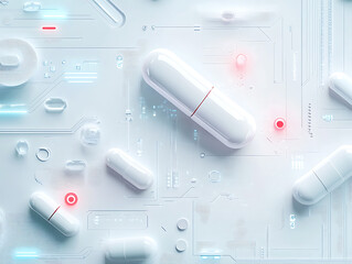 Health technology medicines pills hologram waving