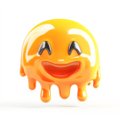 Melting face, 3D emoji isolated on white background, front view, emoji style, inflate style