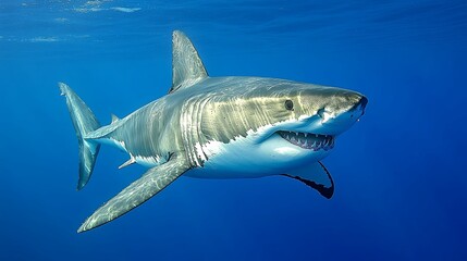 Great White Shark Swimming in the Ocean