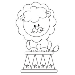 Cute circus lion vector cartoon illustration