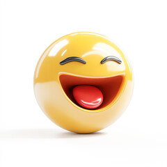 Fototapeta premium Rolling on the floor laughing, 3D emoji isolated on white background, front view, emoji style