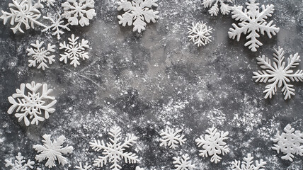 Snowflakes scattered on a festive table for Christmas Day celebration