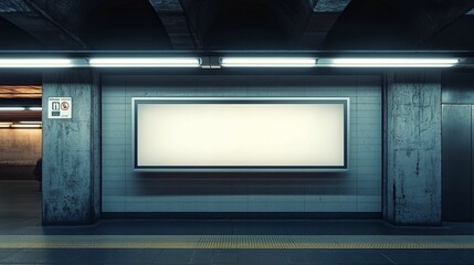 Obraz premium Blank Billboard in a Subway Station
