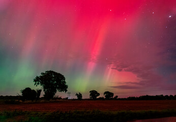 A spectacular display of the Northern Lights (Aurora Borealis) near Ipswich, Suffolk, UK