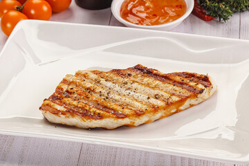 Grilled turkey fillet steak with sauce