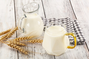Organic milk in the glass