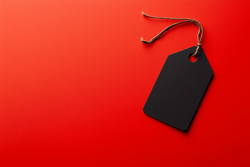 Fototapeta premium Black Friday Sale Concept with Black tag on red background for sales