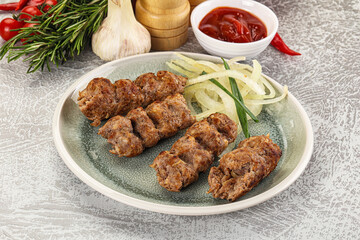 Beef kebab minced meat with onion