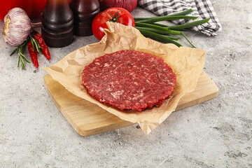 Raw beef burger cutlet minced meat