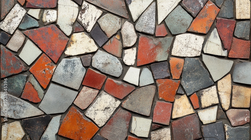 Poster an abstract mosaic design background featuring brick tiles