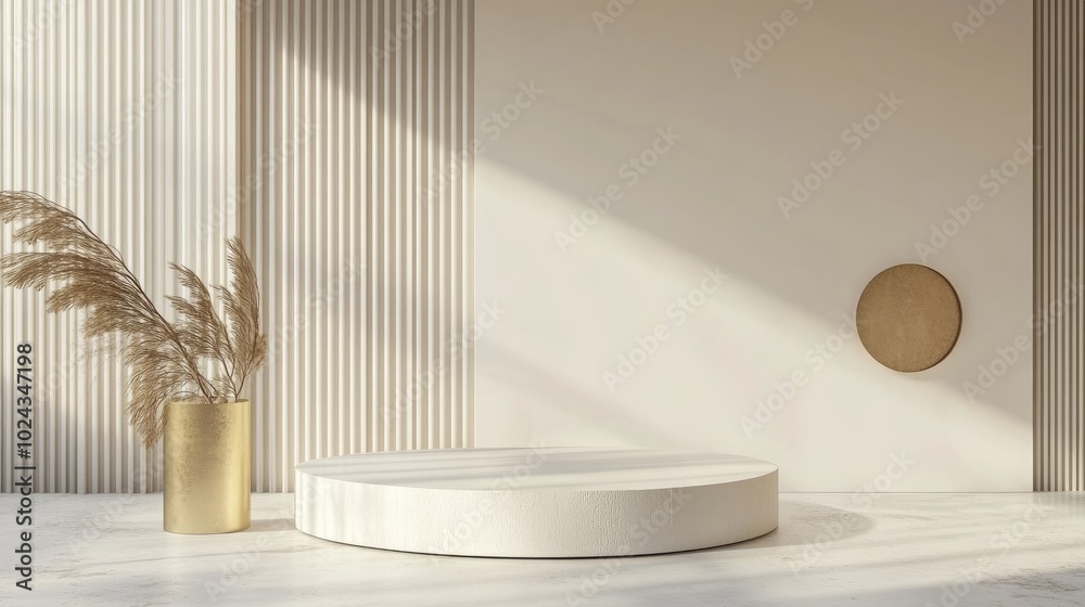 Poster abstract corner wall with geometric cylinder podium 3d rendering minimal white backdrop