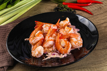 Shrimp cocktail with salad and sauce