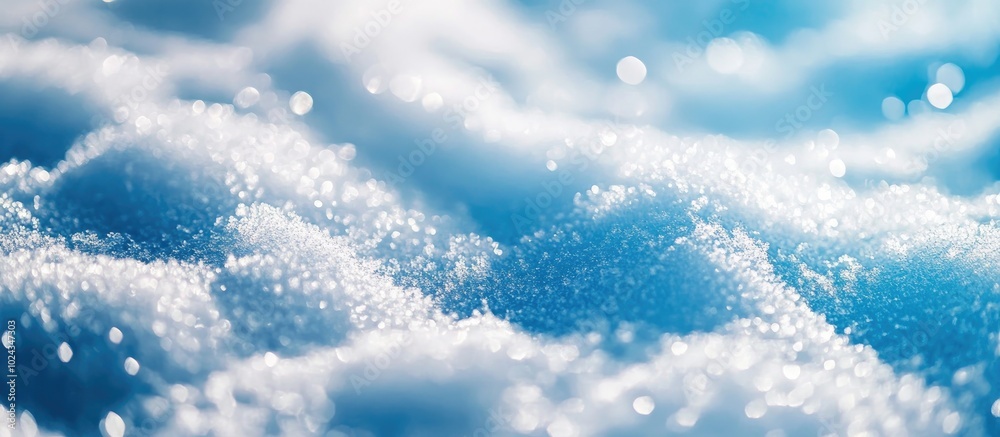 Poster bright blue macro snowscape with diagonal division