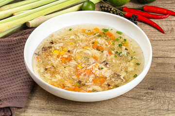 Asian gourmet crab soup with spices