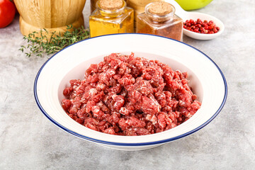 Raw beef minced meat for cooking