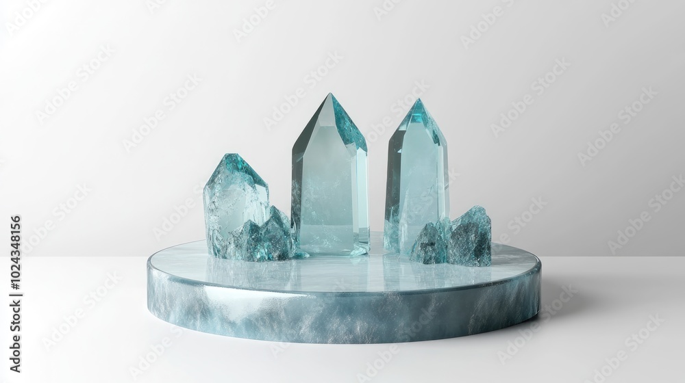 Poster 3d rendered abstract podium with a white background gemstone pedestal for product display isolated c