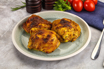 Roasted chicken thighs  with spices