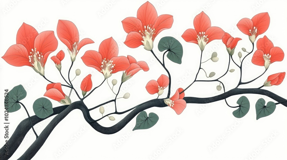 Poster bougainvilleas isolated on white background with clipping path