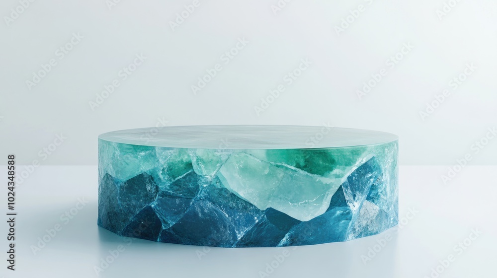 Aufkleber 3d render of an abstract podium on a white background pedestal made of gemstones for displaying prod