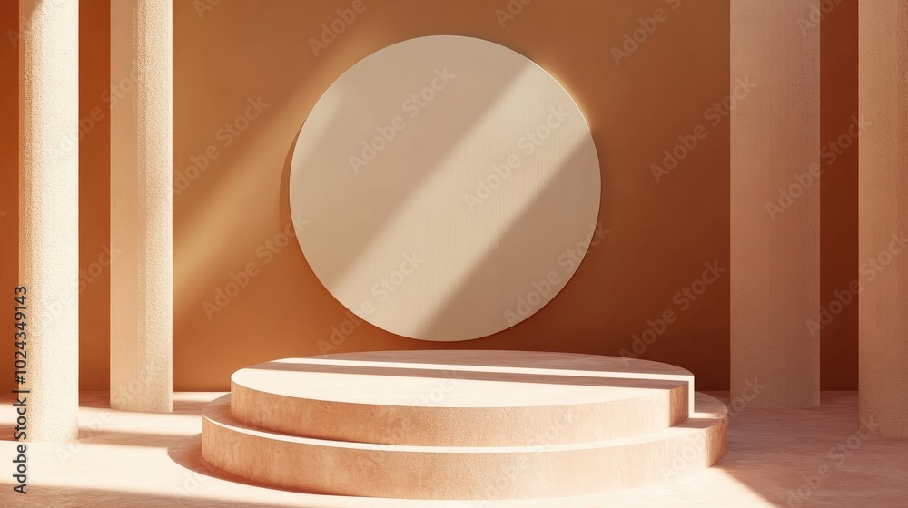 Aufkleber Abstract geometric shapes background with a minimalist podium mock up scene 3D rendering