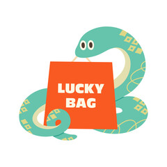 福袋とかわいい巳年キャラクター