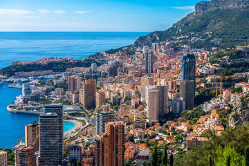 Principality of Monaco from Roquebrune, Alpes Maritime, in Provence.