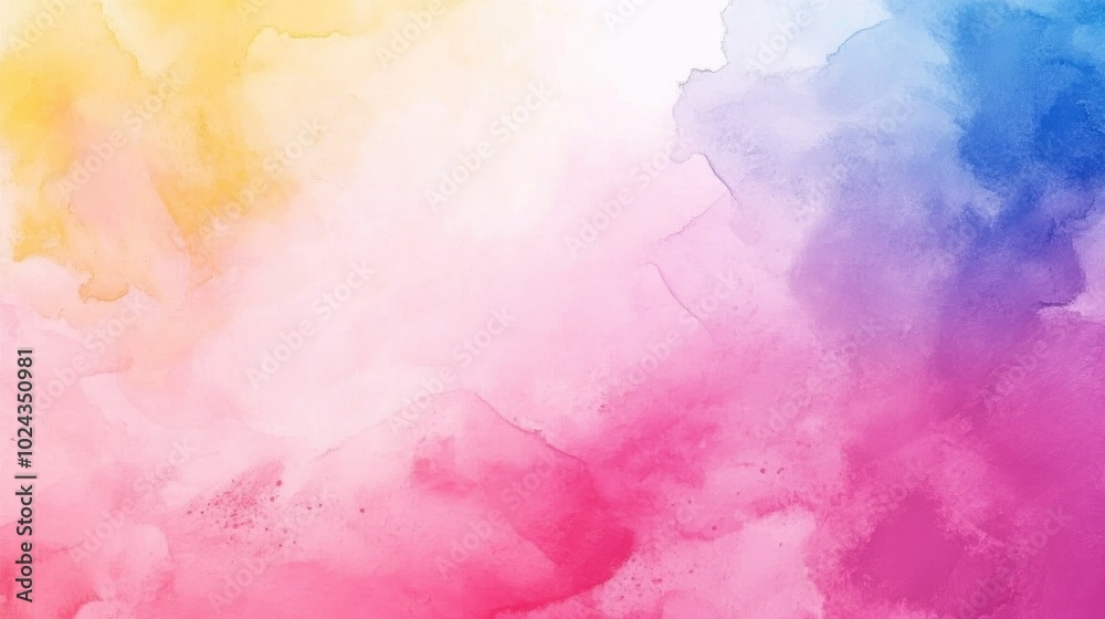 Poster colorful abstract watercolor painting background bright colors wide banner splash on canvas artistic