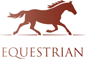 Equestrian Horse racing logo. Horse rider sports, jumping in barrier, silhouette