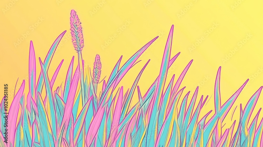 Aufkleber Abstract Nature Background Featuring a Green Grass Field with Bokeh Light Effects in Spring or Summer