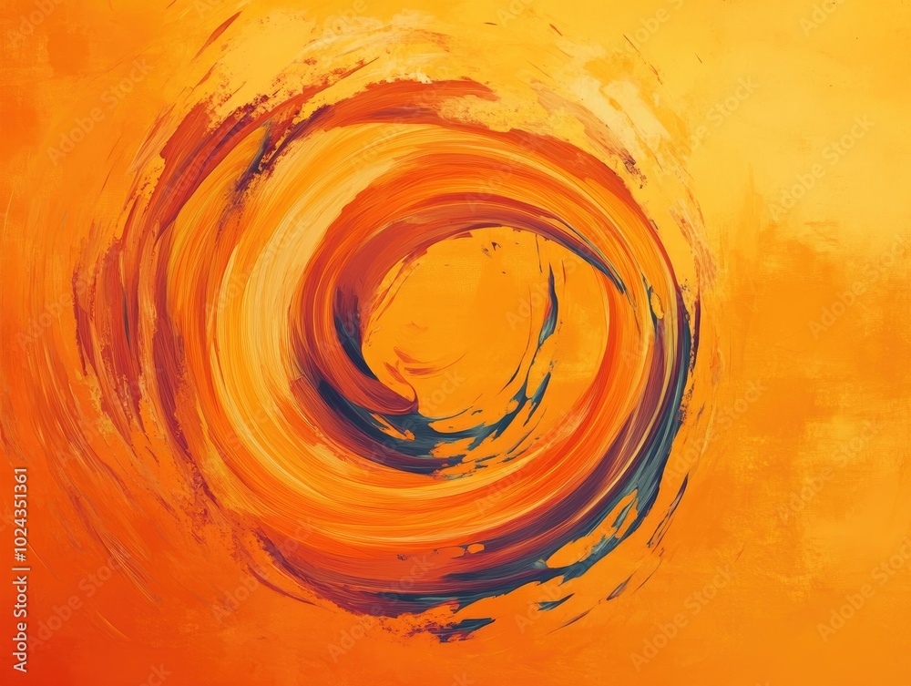 Poster abstract swirl motion artwork with vibrant orange background for design contemporary digital illustr