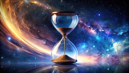 Surreal hourglass floating in space Close-Up