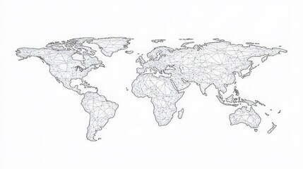 Naklejka premium A Geometric World Map with Triangles and Lines